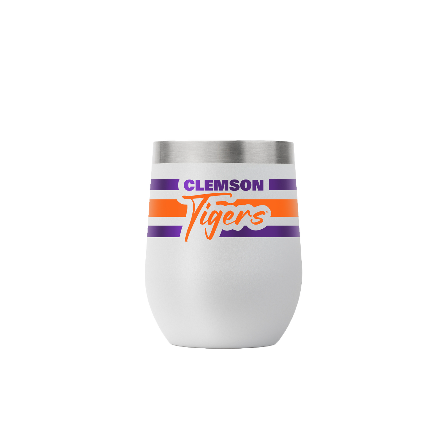 Clemson 12oz Script Stemless Light Gray Tumbler