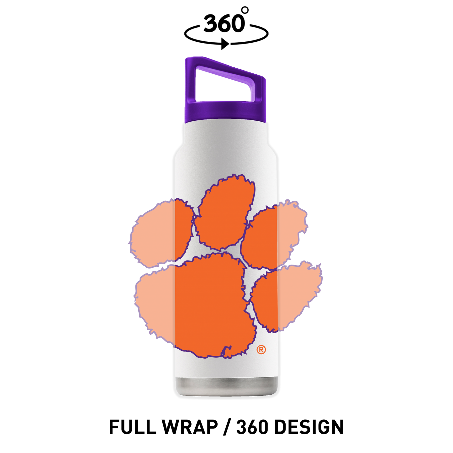 Clemson 40oz White Bottle