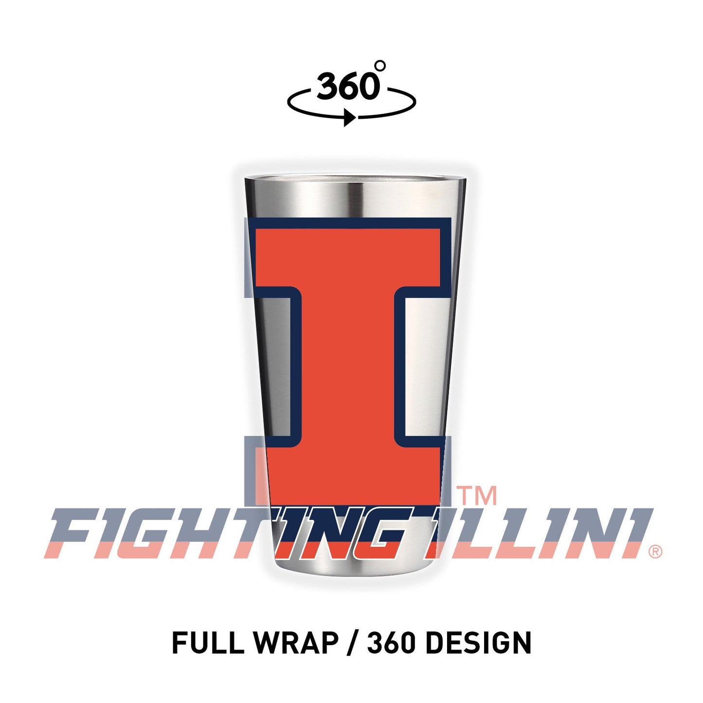 Illinois 16oz Stainless Pint