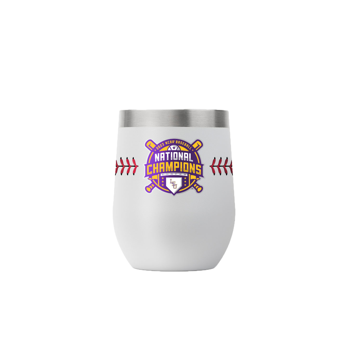 LSU 12oz Stemless Baseball Tumbler - National Champs 2023