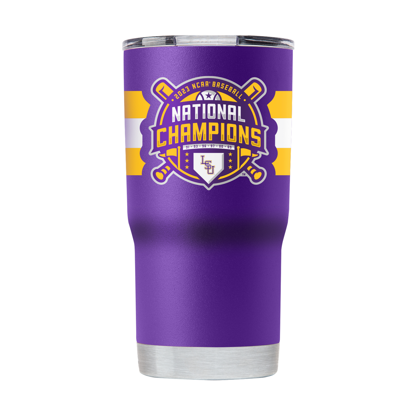 LSU 20oz Purple Baseball Tumbler - National Champs 2023