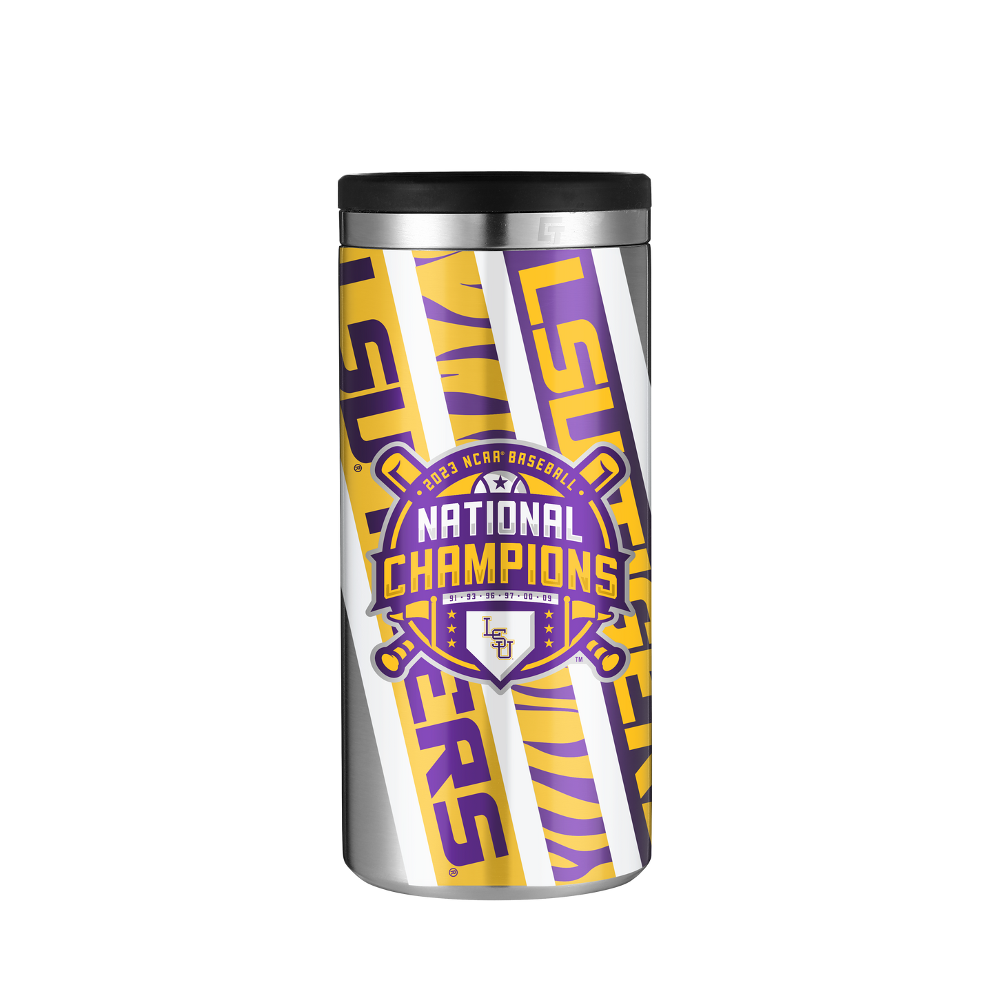 LSU Baseball Steel Skinny Can Koozie - National Champs 2023