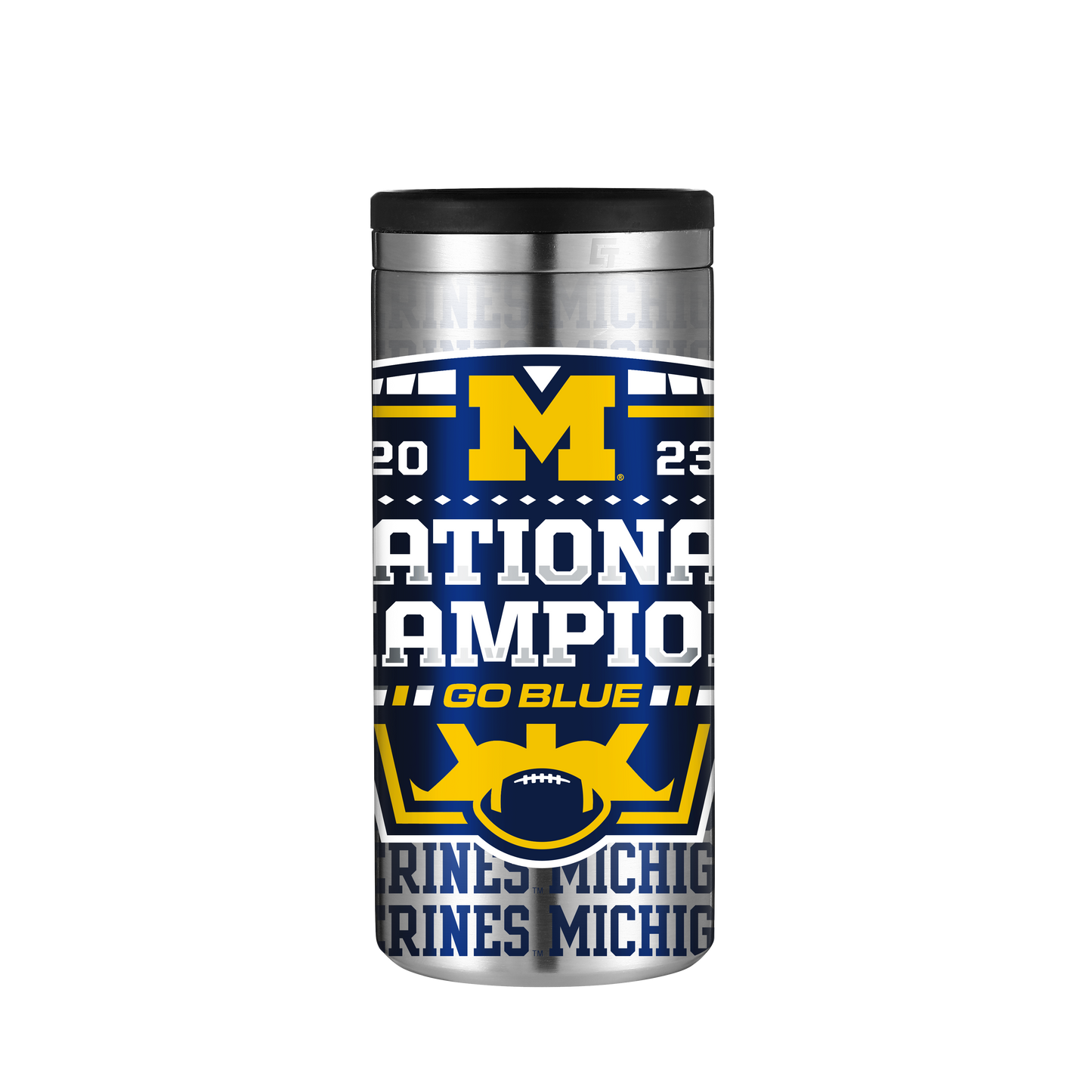 Michigan Stainless Steel Skinny Can Koozie - 2023 National Champs