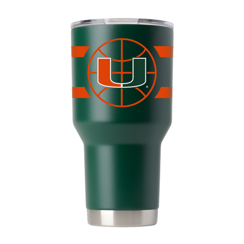 Miami 30oz Green Basketball Tumbler