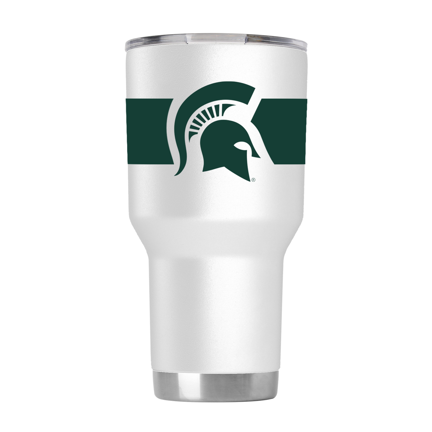 Michigan State 30oz White Stainless Steel Tumbler w- Stripes