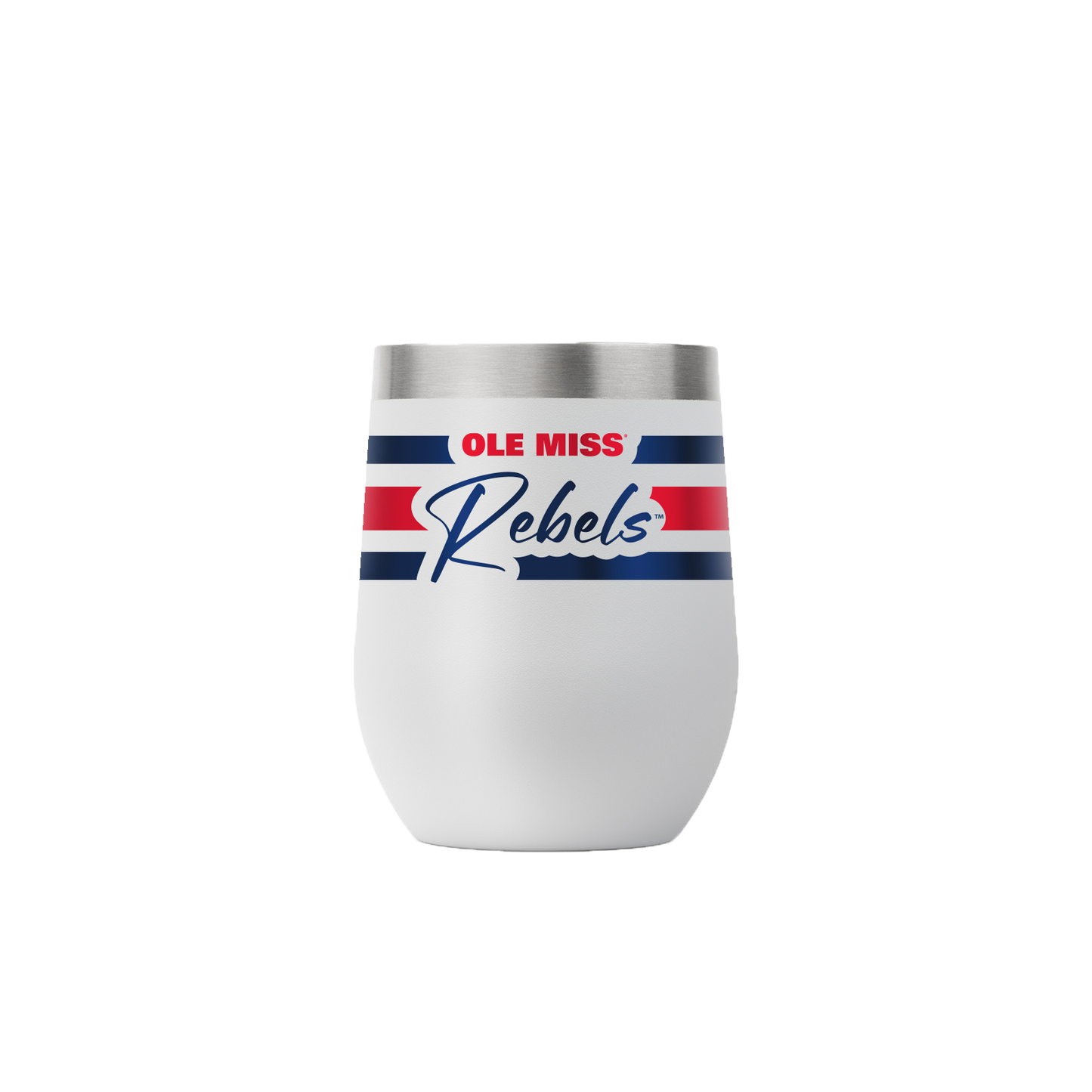 Ole Miss 12oz Script Stemless Light Gray Tumbler