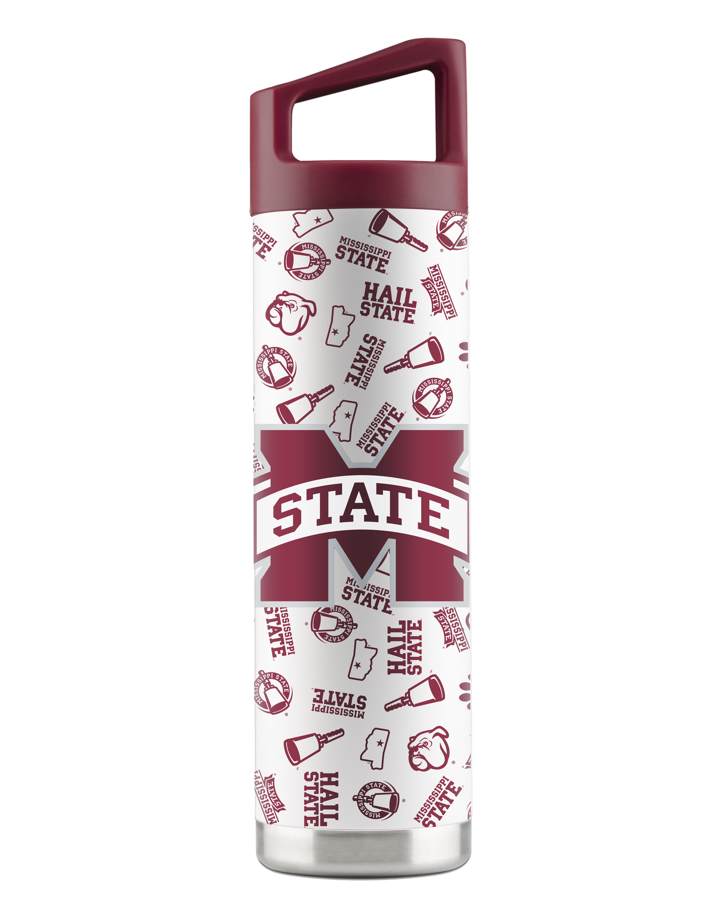 Mississippi State 22oz White Bottle - All Over Design