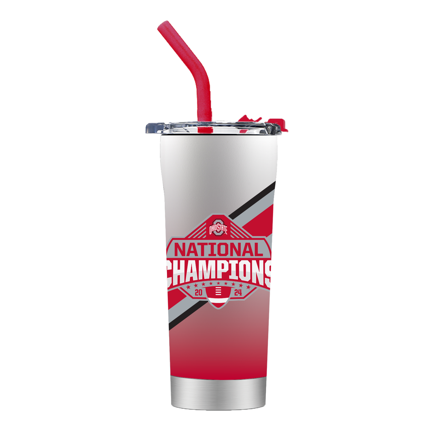 Ohio State 2024 National Champs 24oz White Stainless Steel Straw Tumbler