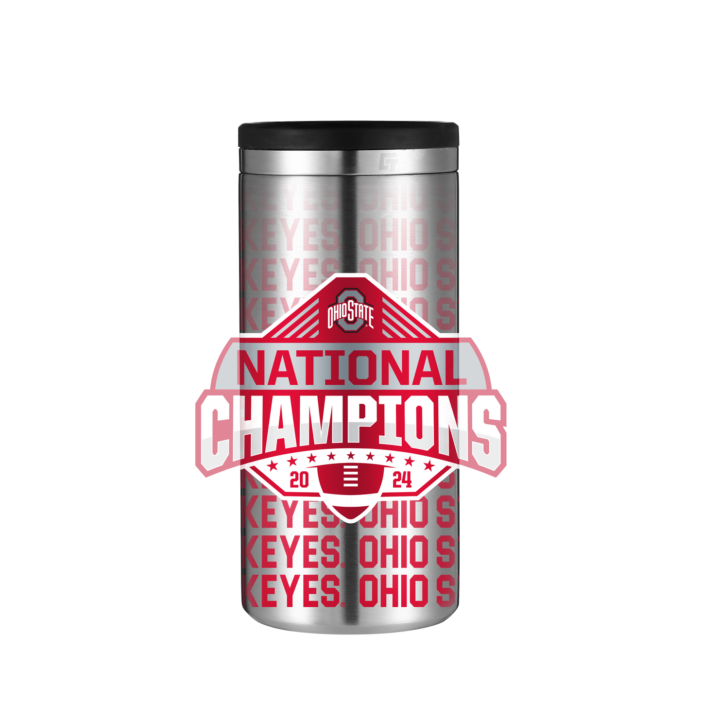 Ohio State 2024 National Champs Stainless Steel Skinny Can Koozie