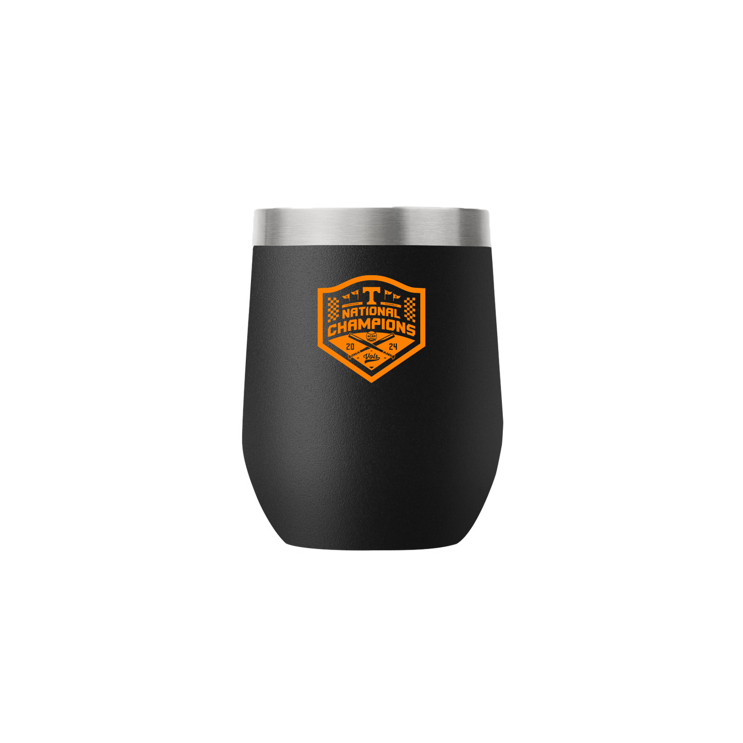 Tennessee 12oz Baseball National Champions 2024 Black Stemless Tumbler