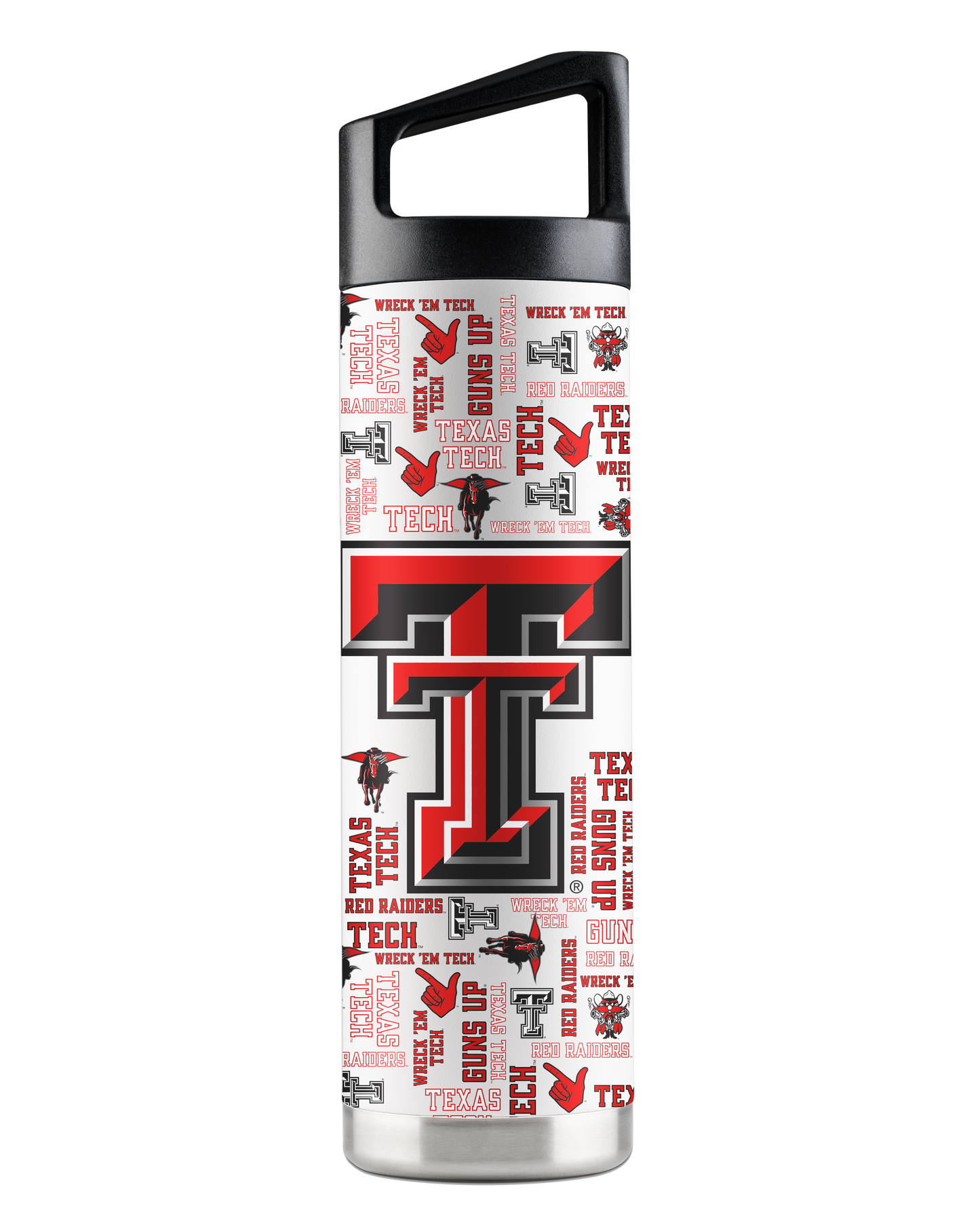 Texas Tech 22oz White Bottle - All Over
