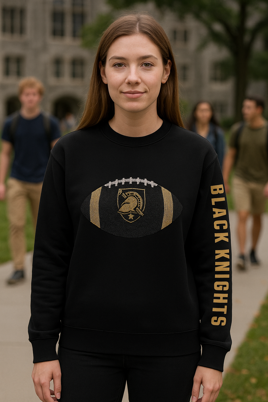 Licensed Game Day Sweatshirt, Crewneck Black, Army West Point Black Knights Football