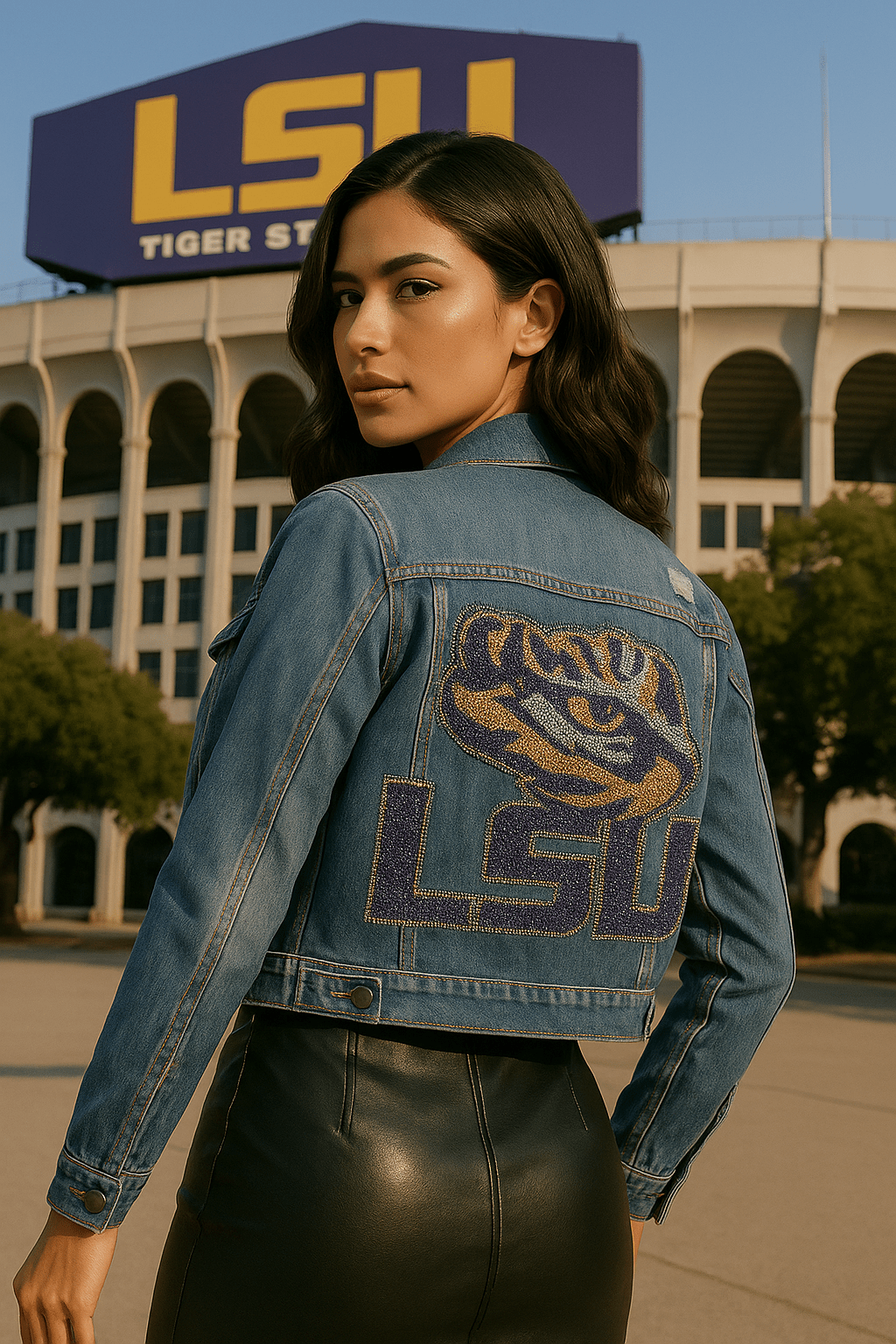 Licensed Game Day Jacket, Blue Denim, LSU w/ Tiger Eye