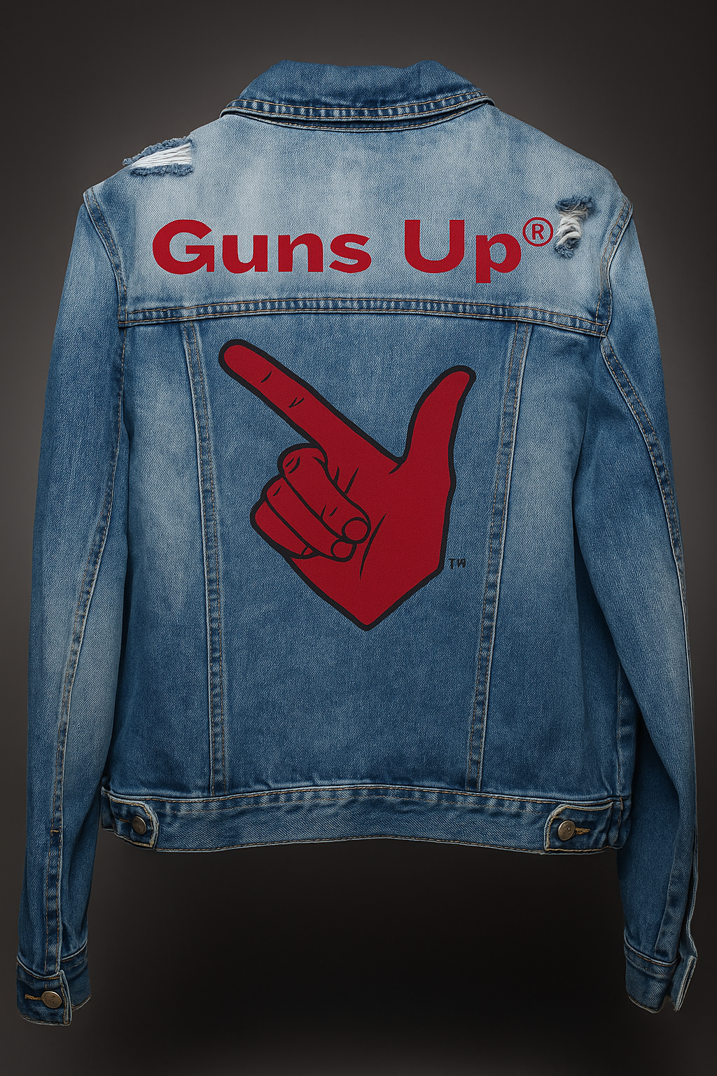 Licensed Game Day Jacket, Blue Denim, Texas Tech Guns Up Hand