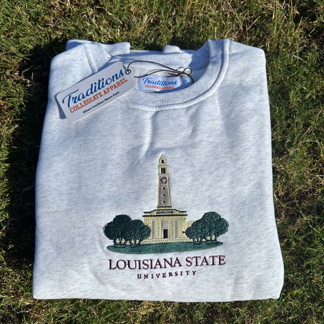 LSU Crewneck - Memorial Tower Heather Grey