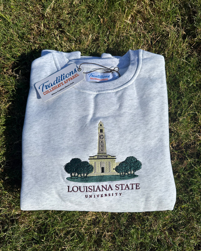 LSU Crewneck - Memorial Tower Heather Grey