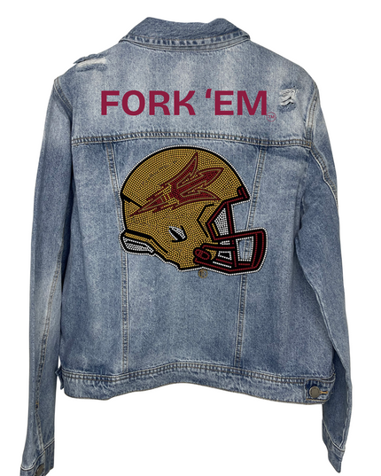 Licensed Game Day Jacket, Denim, Arizona State Fork 'Em Helmet