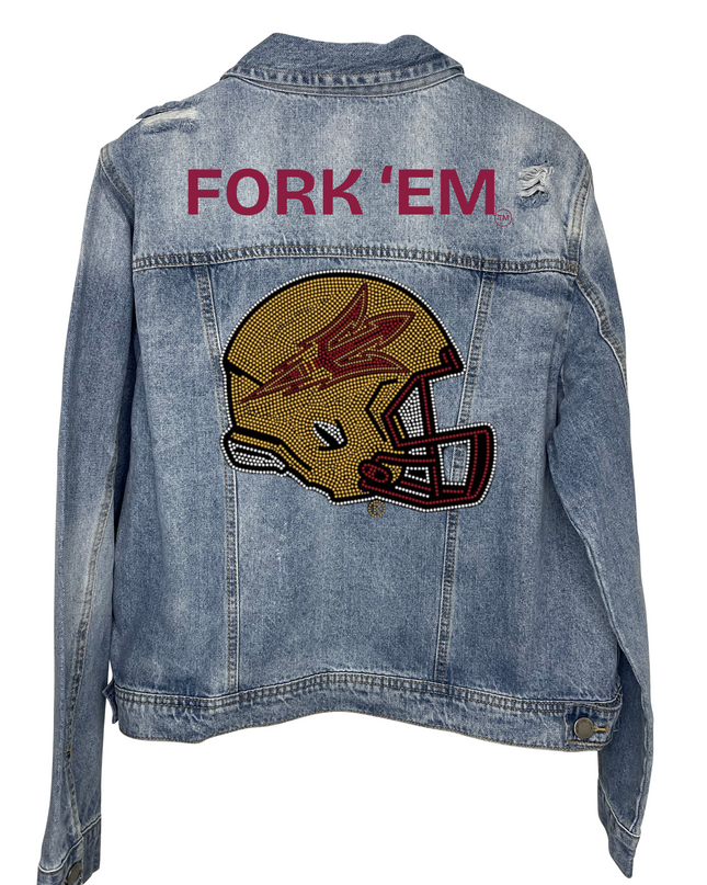Licensed Game Day Jacket, Denim, Arizona State Fork 'Em Helmet