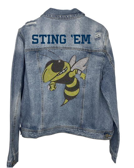 Licensed Game Day Jacket, Blue Denim, Georgia Tech Sting 'Em Bee