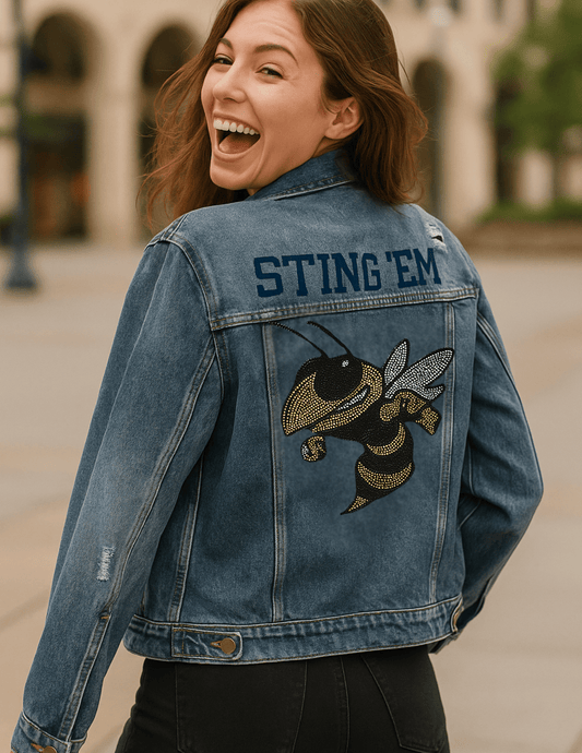 Licensed Game Day Jacket, Blue Denim, Georgia Tech Sting 'Em Bee