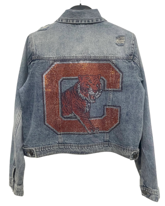 Licensed Game Day Jacket, Blue Denim, Clemson Big C and Tiger