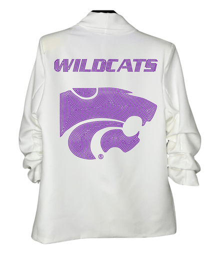 Licensed Game Day Blazer, White Ruched, Kansas State Wildcats & Head