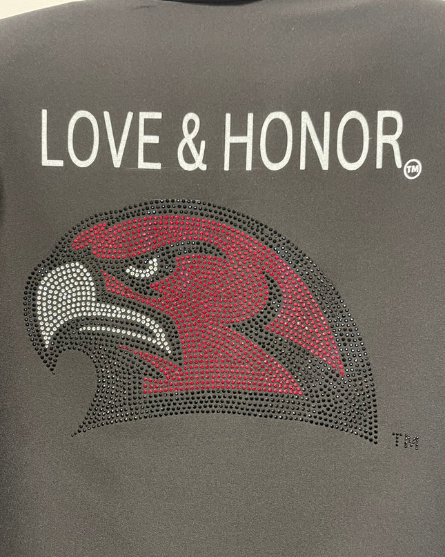 Licensed Game Day Blazer, Black Ruched, Miami of Ohio Redhawk Love & Honor