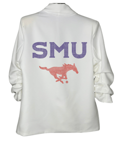 Licensed Game Day Blazer, Ruched White, SMU and Mustang