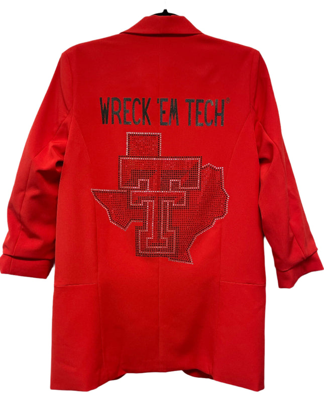 Licensed Game Day Blazer, Ruched Red, Texas Tech Wreck Em Tech TT