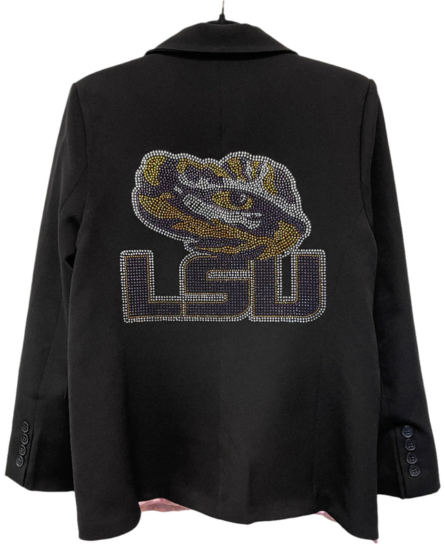 Licensed Game Day Blazer, Black w/ Pink Lining, LSU w/ Tiger Eye & Waterfall Pockets