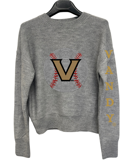 Licensed Game Day Sweater, Crewneck Gray, Vanderbilt Vandy Baseball