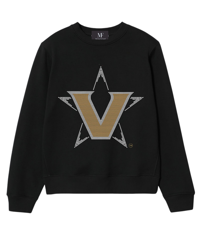 Licensed Game Day Sweatshirt, Crewneck Black, Vanderbilt Star V