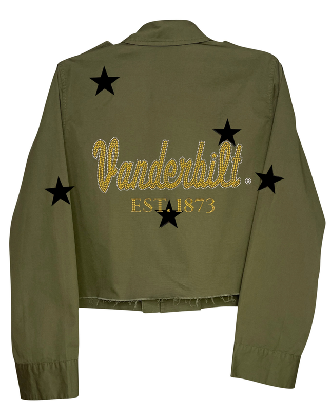 Licensed Game Day Shacket, Army Green Cropped, Vanderbilt Est 1873