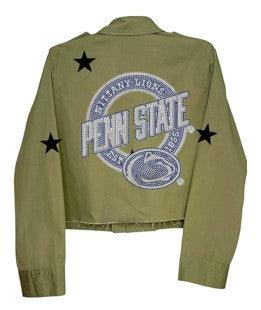 Licensed Game Day Jacket, Cropped Army Shacket, Penn State Est 1855