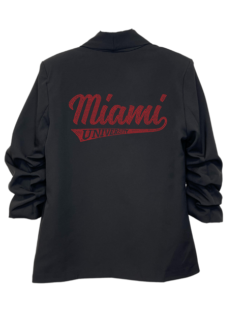 Licensed Game Day Blazer, Black Ruched, Miami of Ohio Script