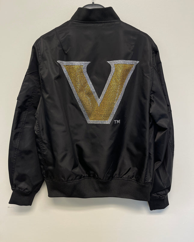 Licensed Game Day Jacket, Black Bomber, Vanderbilt Gold & Silver V Vandy