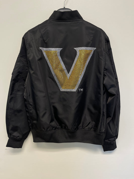 Licensed Game Day Jacket, Black Bomber, Vanderbilt Gold & Silver V Vandy