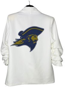Licensed Game Day Blazer, White Ruched, East Tennessee State Bucky