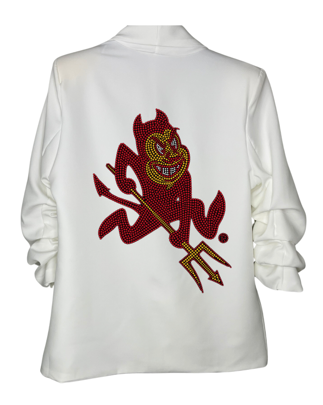 Licensed Game Day Blazer, White Ruched, Arizona State Sun Devil