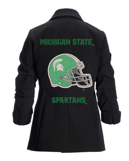 Licensed Game Day Blazer, Black Ruched, Michigan State Spartans & Football Helmet