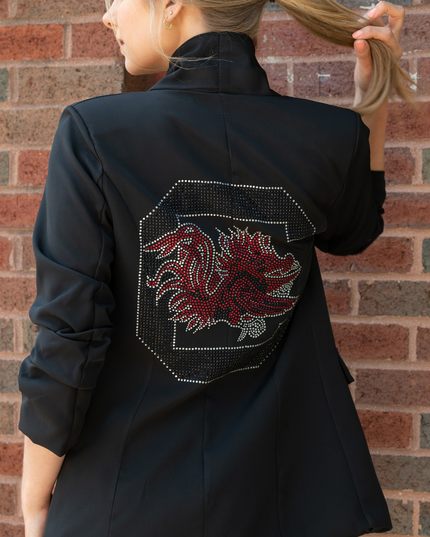 Licensed Game Day Blazer, Black Ruched, University of South Carolina, Gamecocks