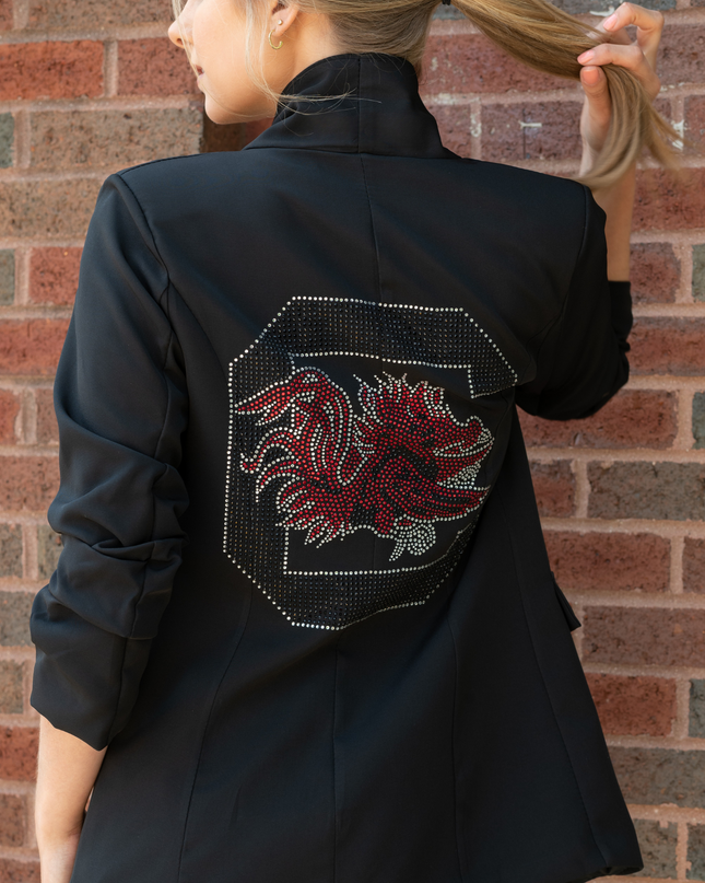 Licensed Game Day Blazer, Black Ruched, University of South Carolina, Gamecocks
