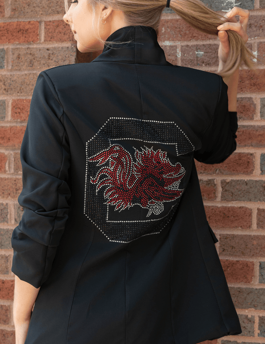 Licensed Game Day Blazer, Black Ruched, University of South Carolina, Gamecocks