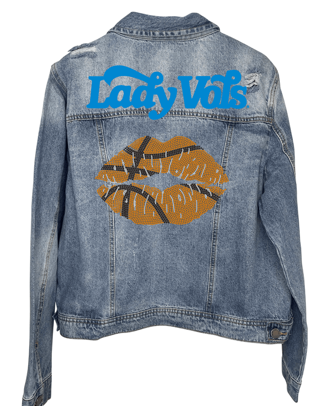 Licensed Game Day Jacket, Blue Denim, Tennessee Lady Vols and Crystal Basketball Lips