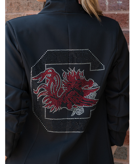 Licensed Game Day Blazer, Black Ruched, University of South Carolina, Gamecocks