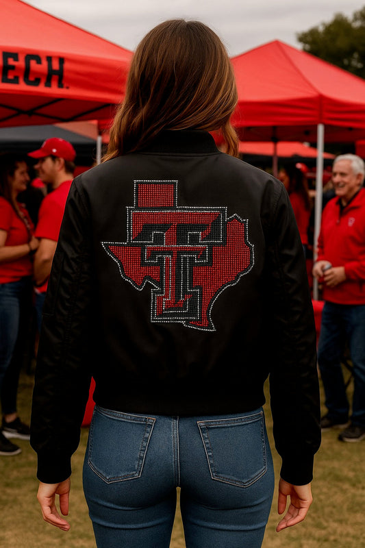 Licensed Game Day, Bomber Black, Texas Tech TT w/ Wreck Em on arm