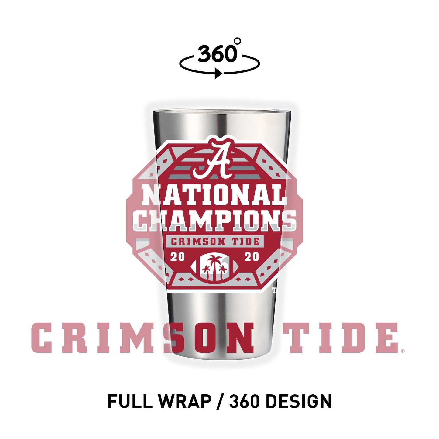 Alabama 16oz Stainless Pint 2020 NCAA Champs
