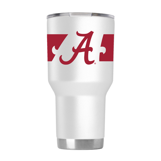 Alabama 30oz Striped White Tumbler