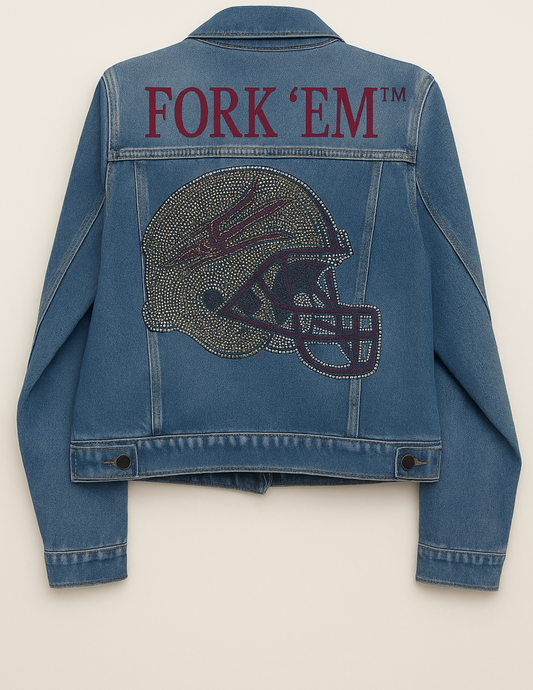 Licensed Game Day Jacket, Denim, Arizona State Fork 'Em Helmet