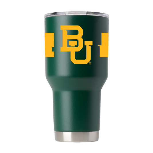 Baylor 30oz Green Tumbler w- Stripes